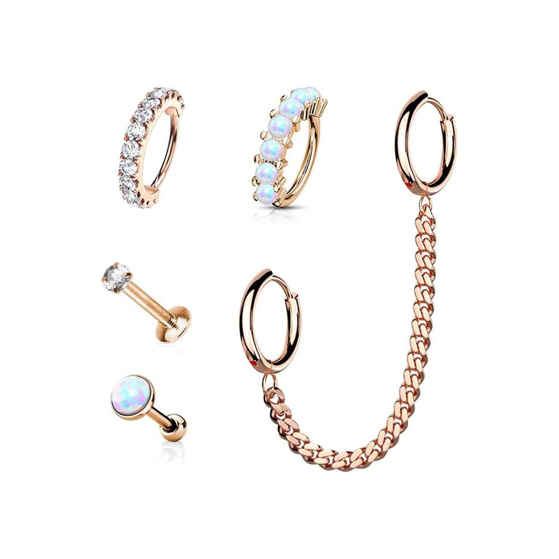 Set de 5 Piercings Oreille NASTY en Acier Chirurgical