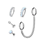 Set de 5 Piercings Oreille NASTY en Acier Chirurgical