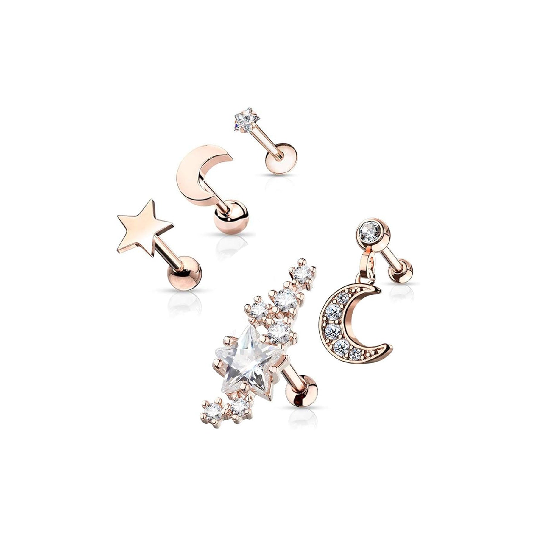 Set de 5 Piercings Oreille CELEST en Acier Chirurgical