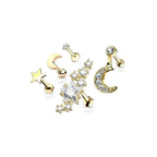 Set de 5 Piercings Oreille CELEST en Acier Chirurgical