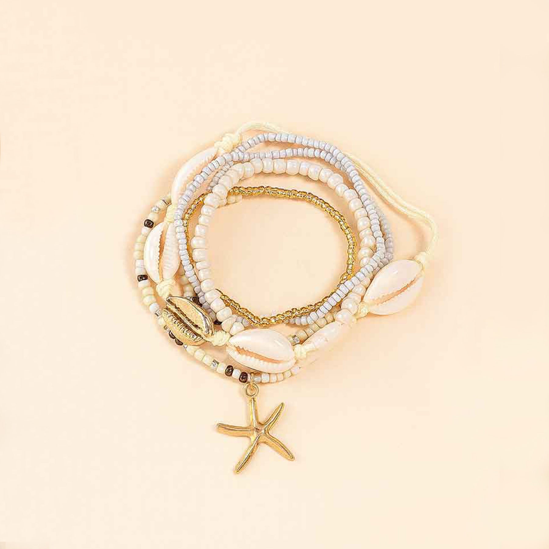 Set de 7 Bracelets BEACH WALK en Acier Doré