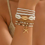 Set de 7 Bracelets BEACH WALK en Acier Doré