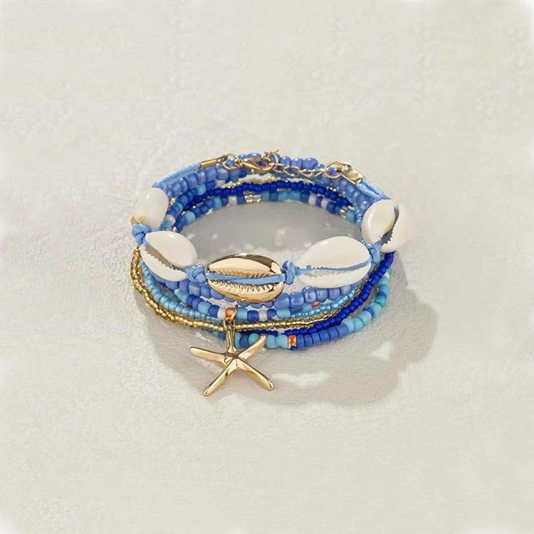 Set de 7 Bracelets BEACH WALK en Acier Doré