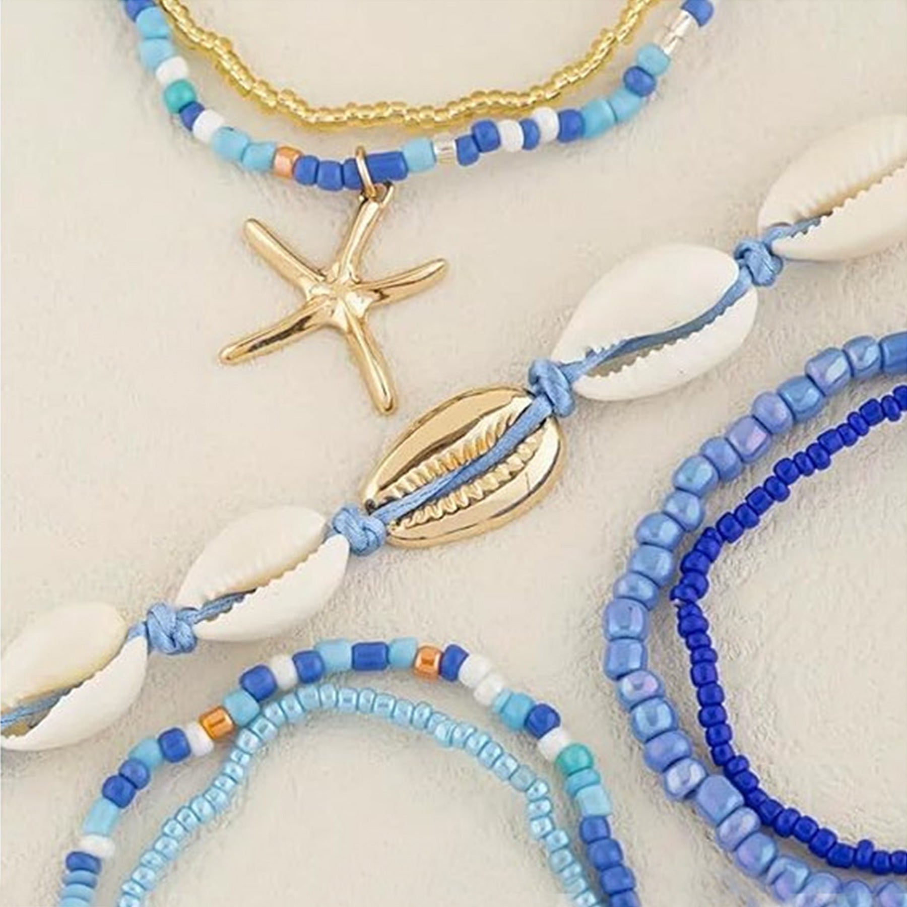 Set de 7 Bracelets BEACH WALK en Acier Doré