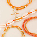 Set de 7 Bracelets BEACH WALK en Acier Doré