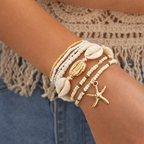 Set de 7 Bracelets BEACH WALK en Acier Doré