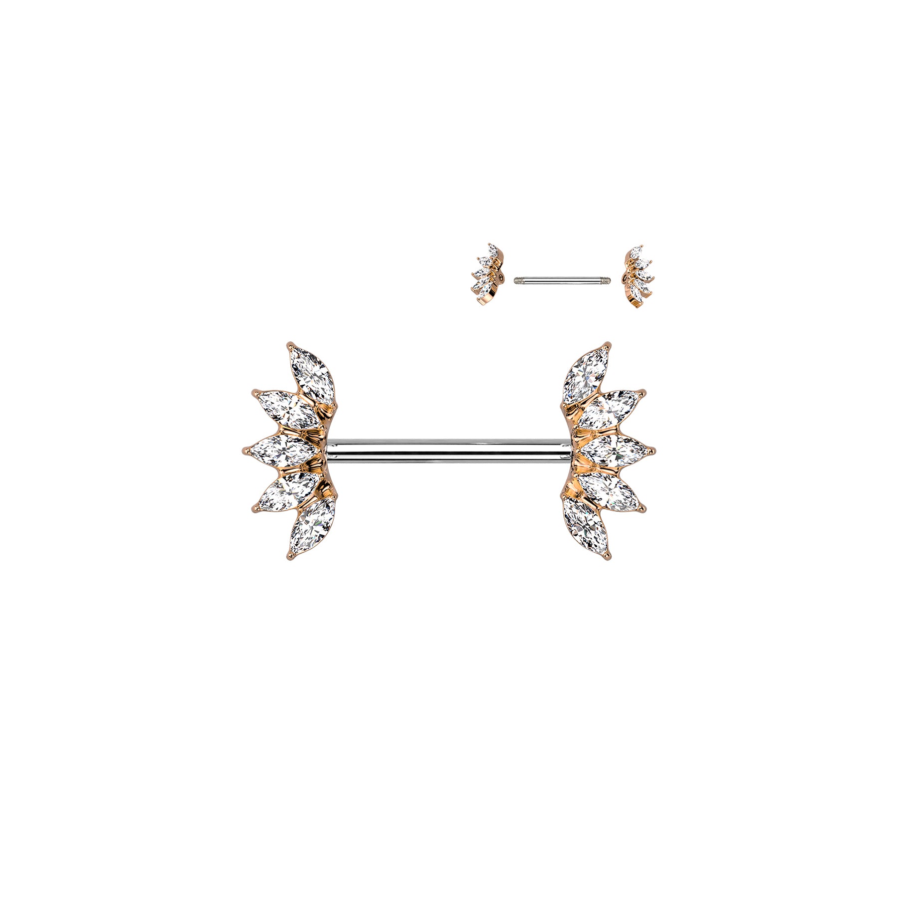 Piercing Téton CYNTHIA en Acier et Cristal