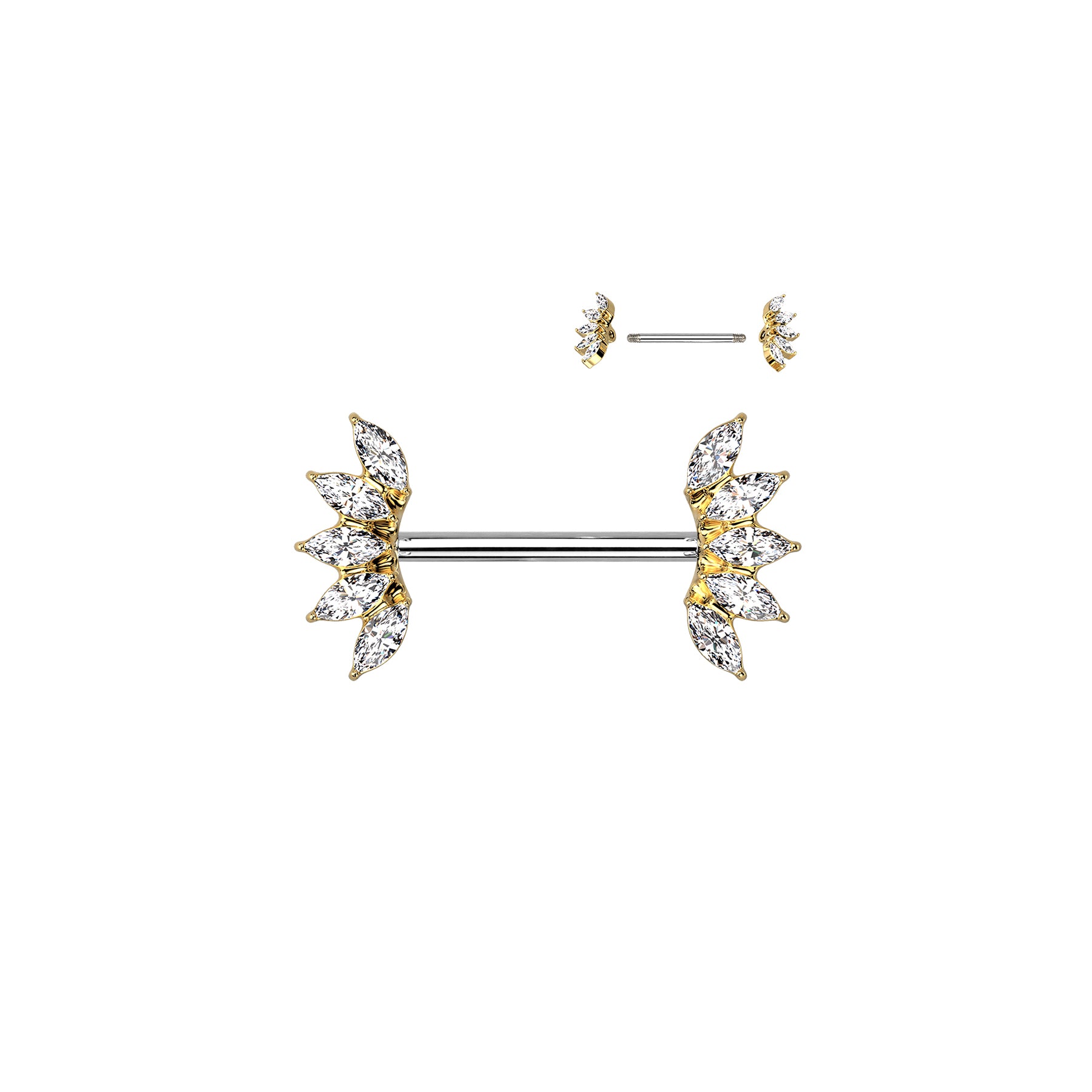 Piercing Téton CYNTHIA en Acier et Cristal