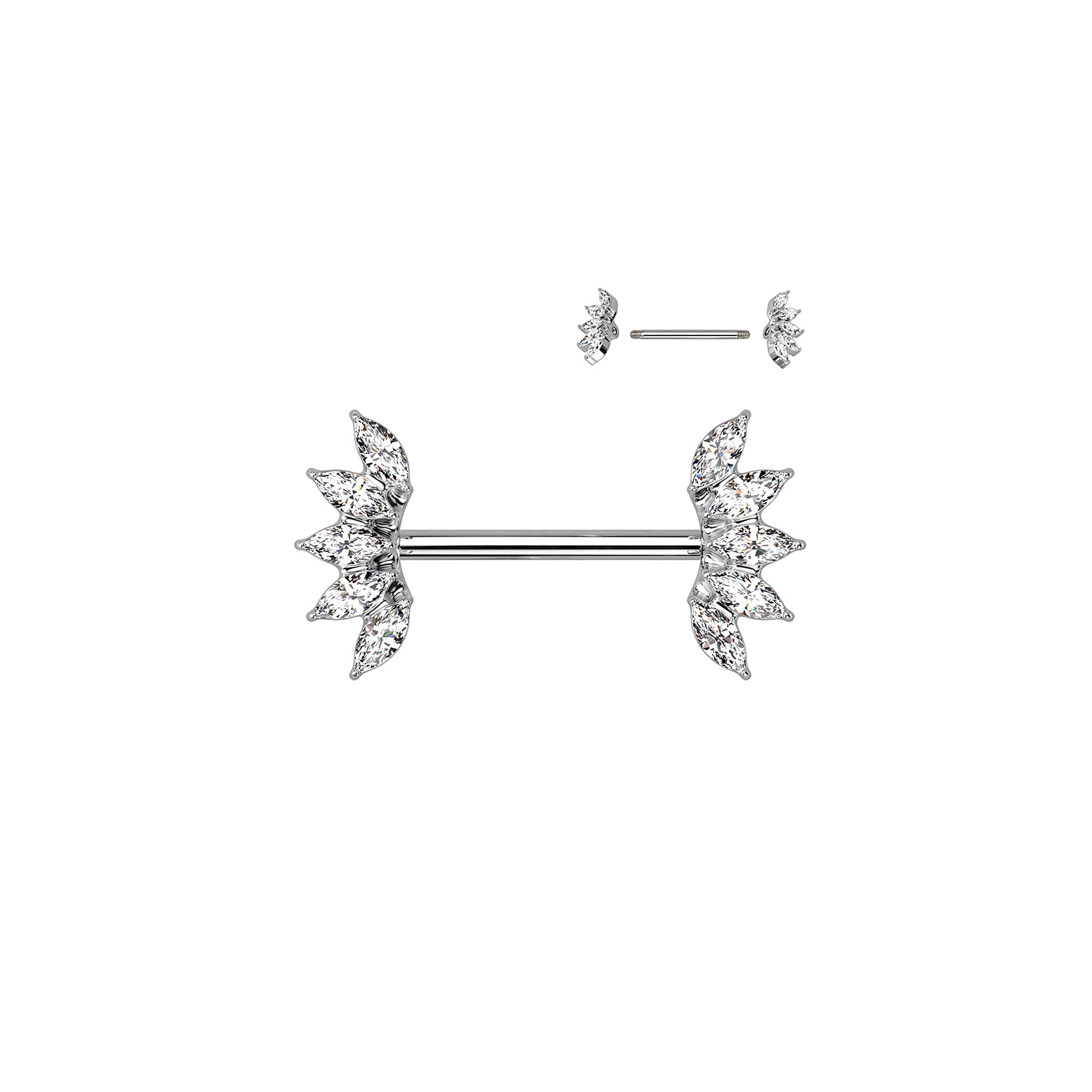 Piercing Téton CYNTHIA en Acier et Cristal
