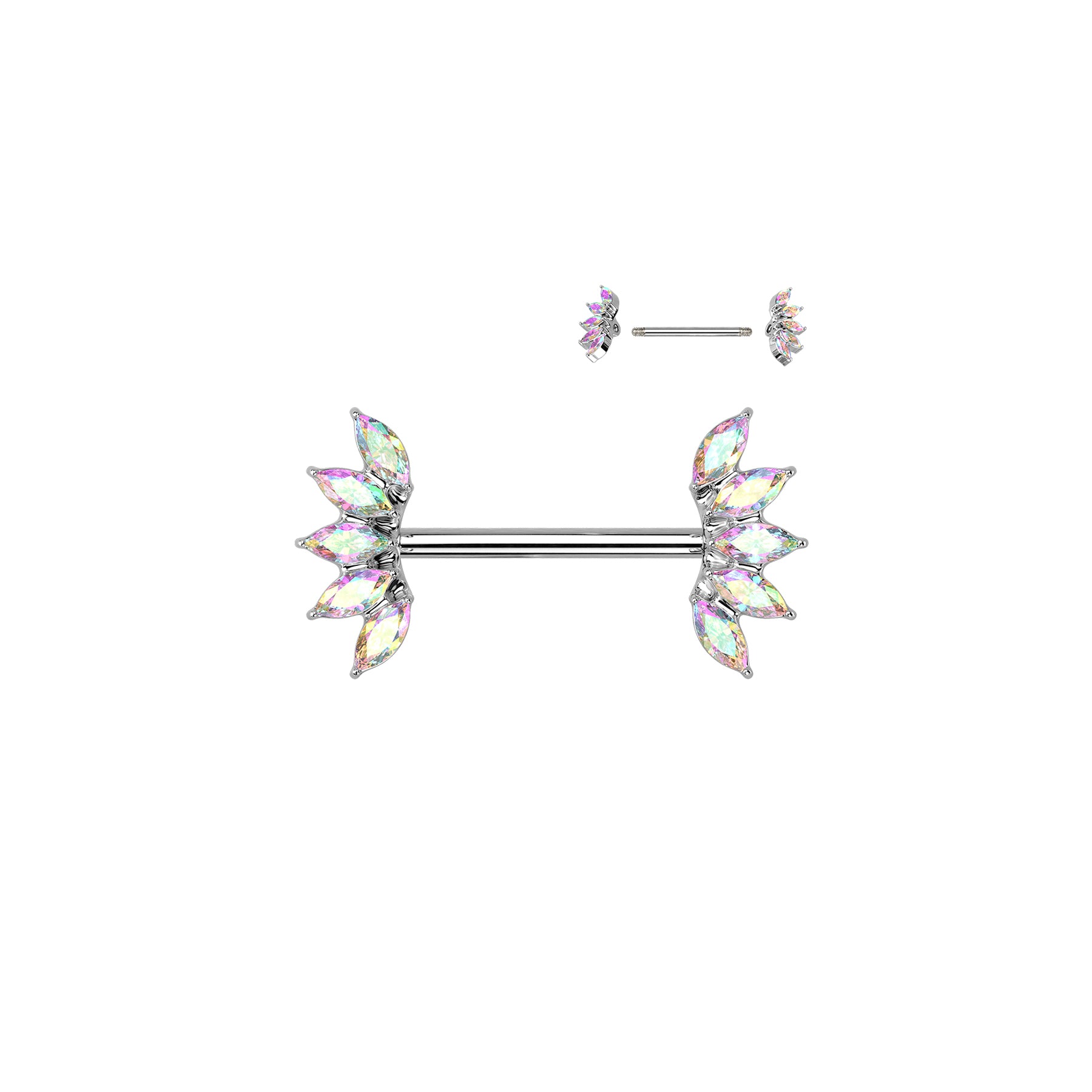 Piercing Téton CYNTHIA en Acier et Cristal