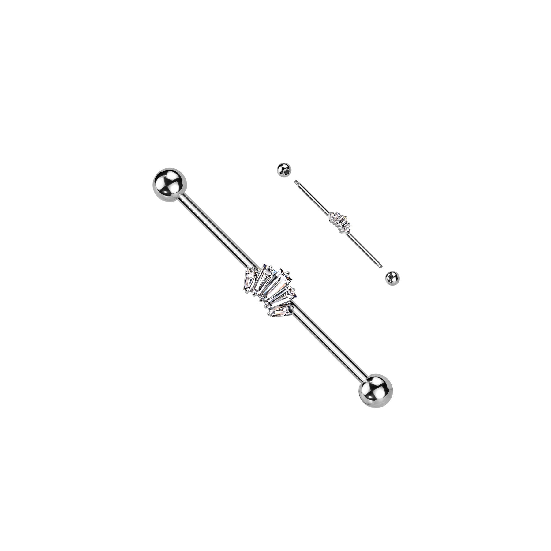 Piercing Industriel DANA en Acier et Zircons Clairs