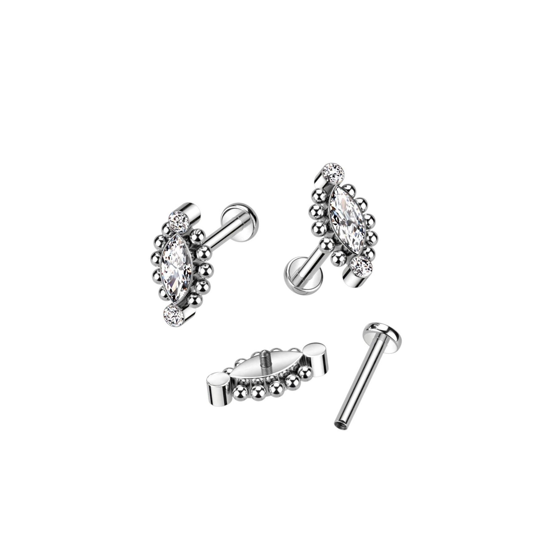 Piercing Labret DIVYA en Titane et Zirconium