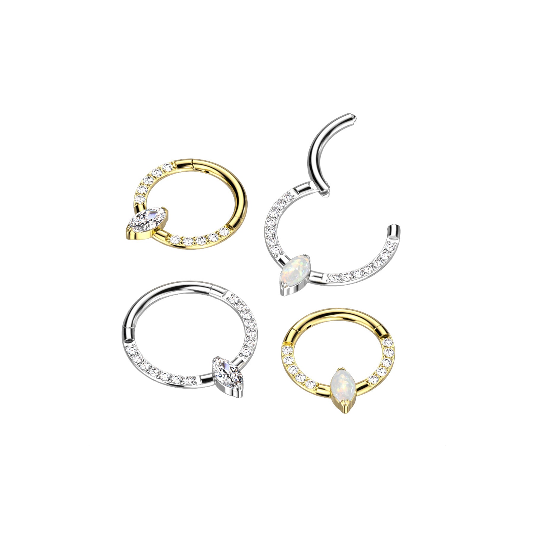 Piercing Oreille / Nez ELLA en Titane et Zirconium ou Opale