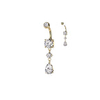 Piercing nombril EULIA avec en Pendentif Deux Zircons Clairs
