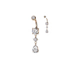 Piercing nombril EULIA avec en Pendentif Deux Zircons Clairs