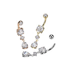Piercing nombril EULIA avec en Pendentif Deux Zircons Clairs