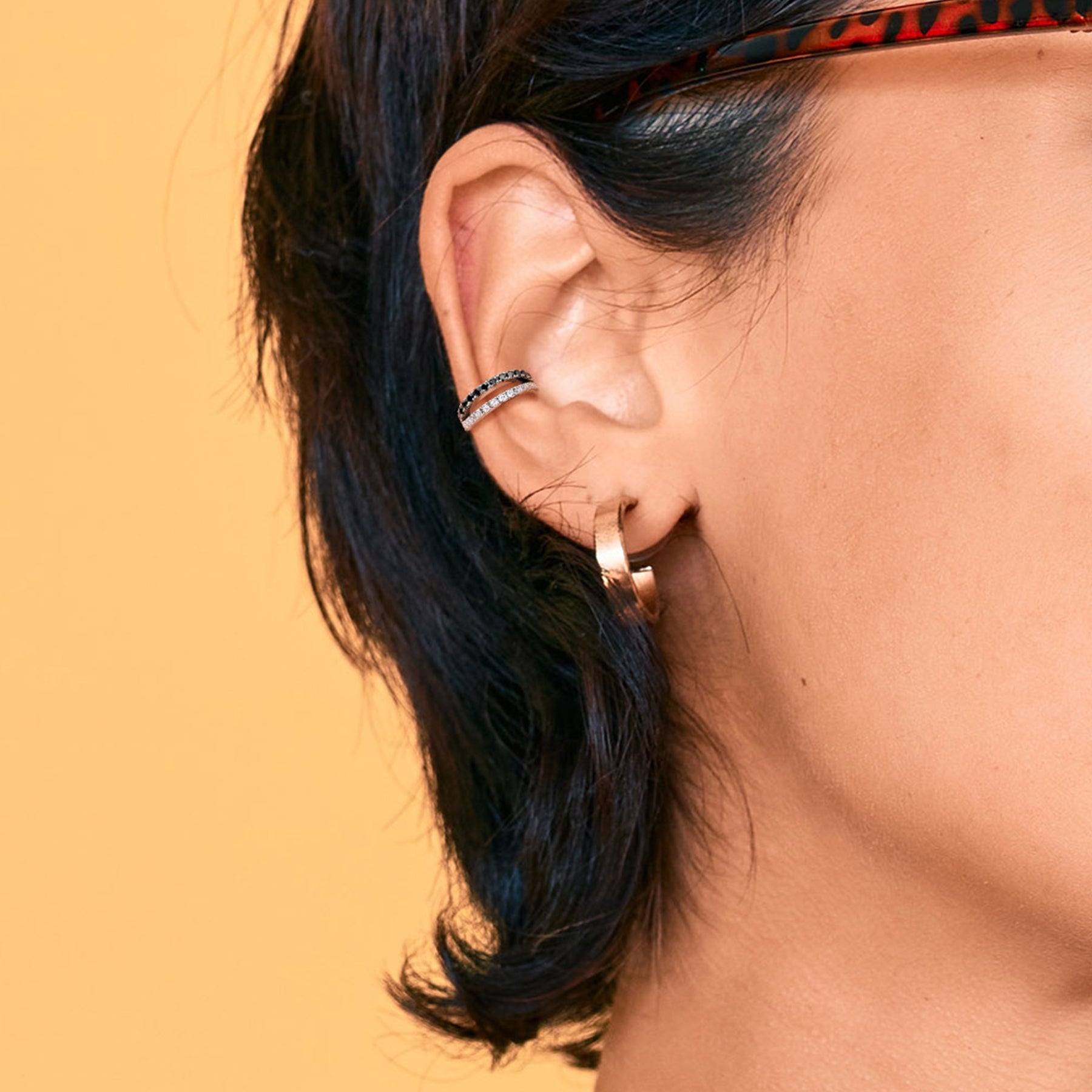 Piercing Oreille GIA en Plaqué Or, Platine et Zirconium