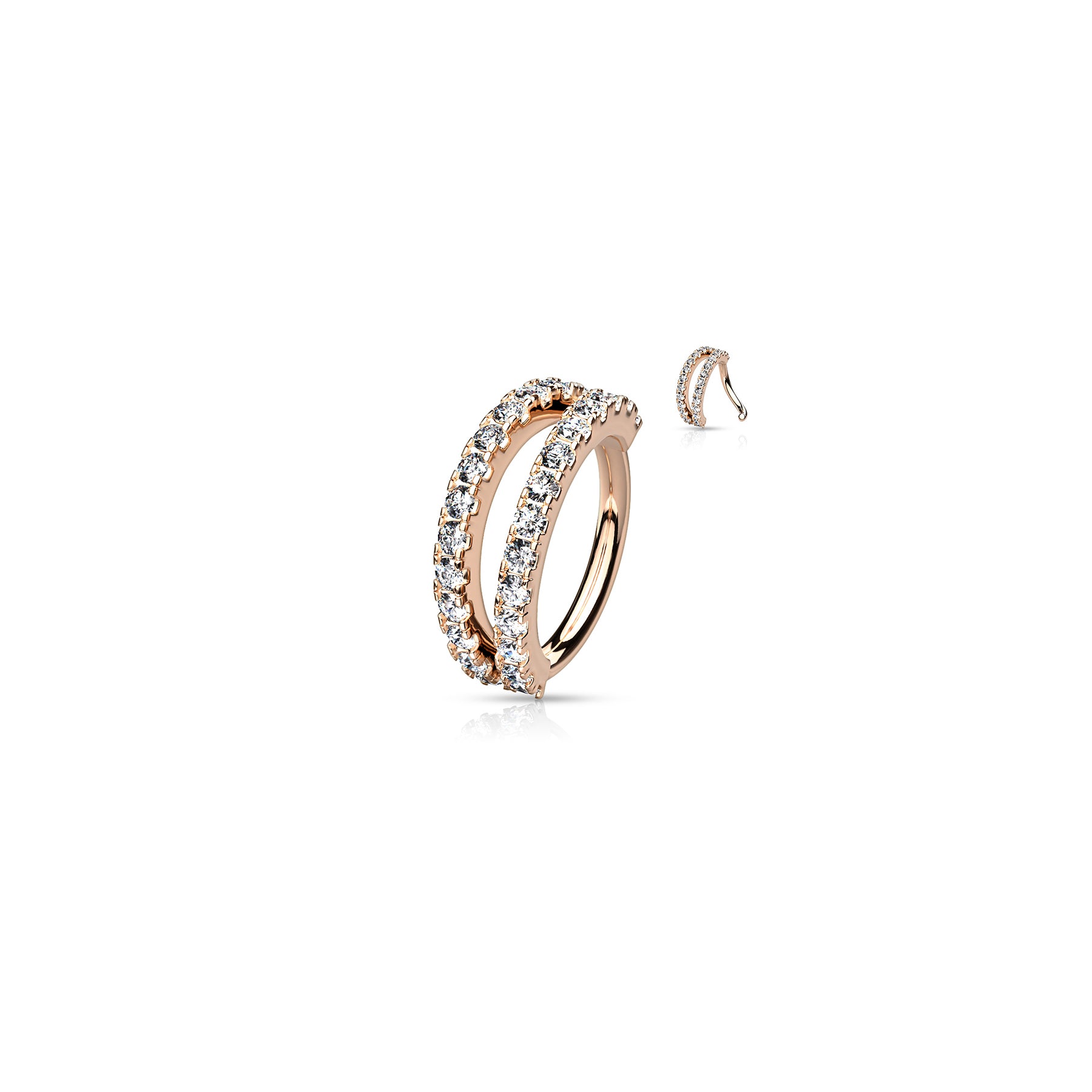Piercing Oreille GIA en Plaqué Or, Platine et Zirconium