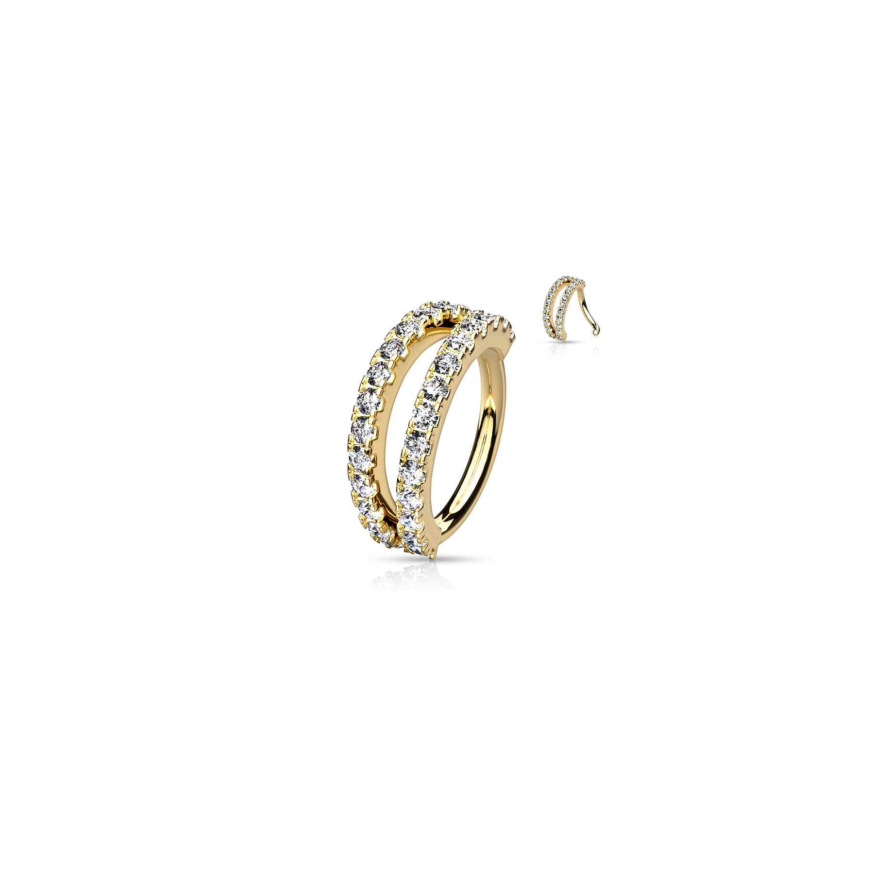 Piercing Oreille GIA en Plaqué Or, Platine et Zirconium