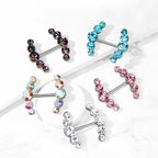 Piercing Téton GLENNA en Acier et Cristal