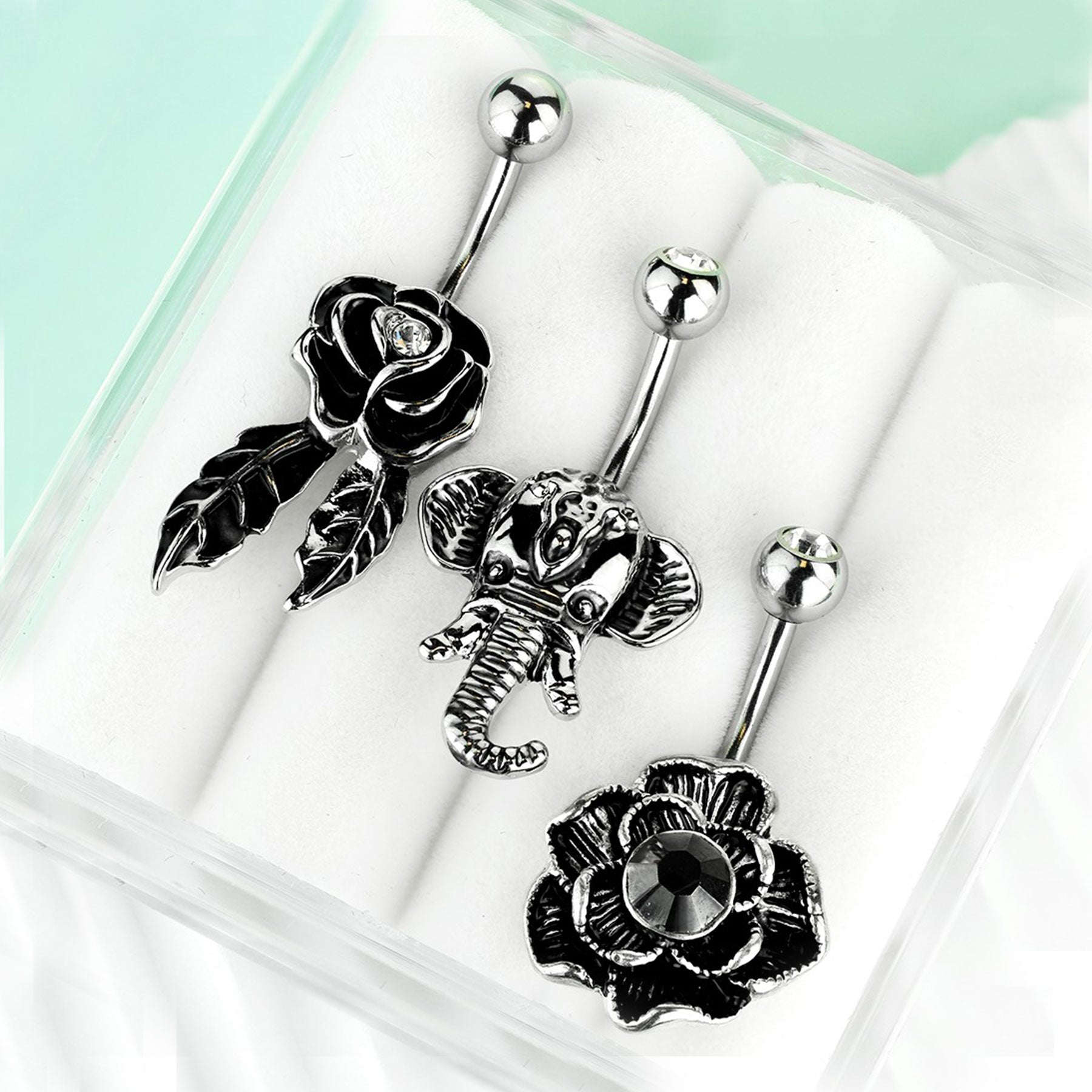 Set de 3 Piercings Nombril GLENDA en Acier