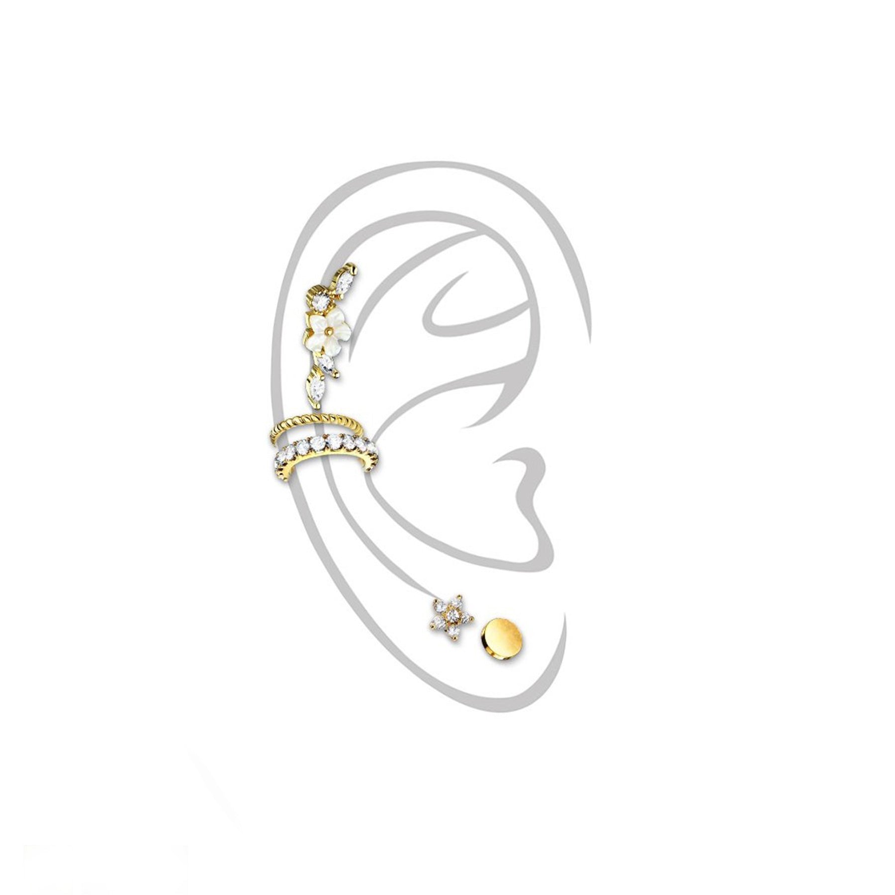 Set de 5 Piercings Oreille LIBERTY en Acier Chirurgical