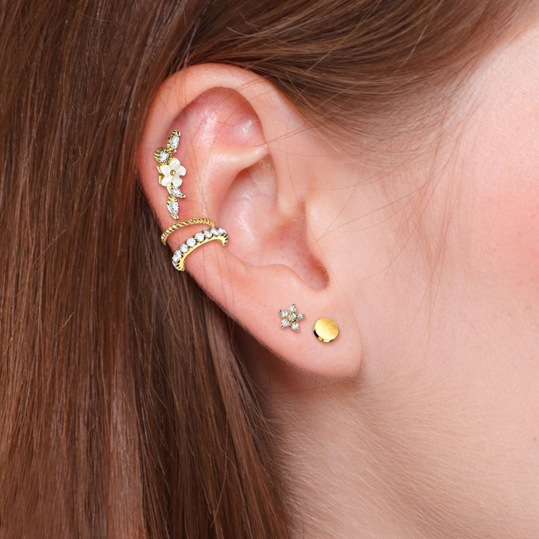 Set de 5 Piercings Oreille LIBERTY en Acier Chirurgical