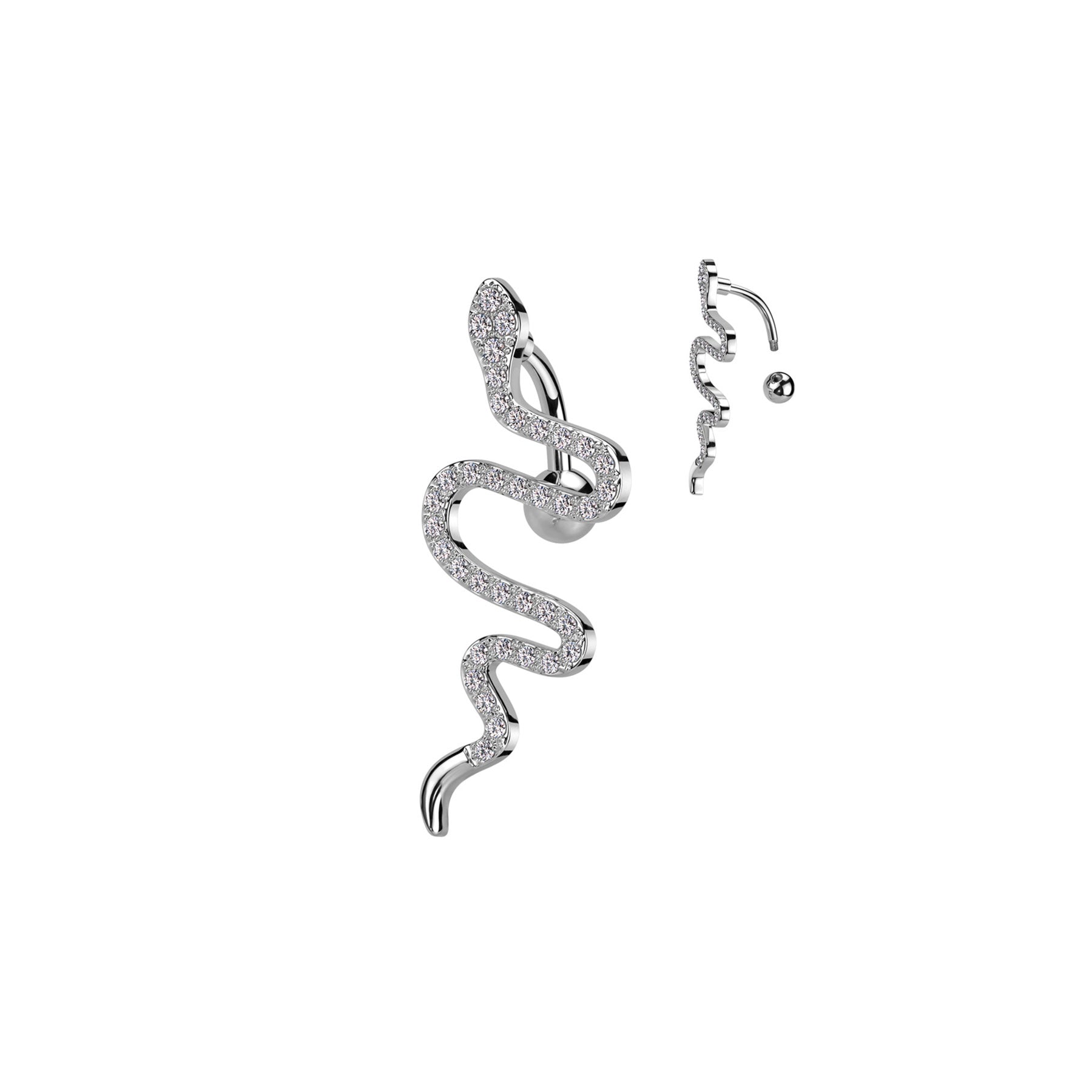 Piercing Nombril Inversé HYDIA avec Serpent Pavé de Zircons