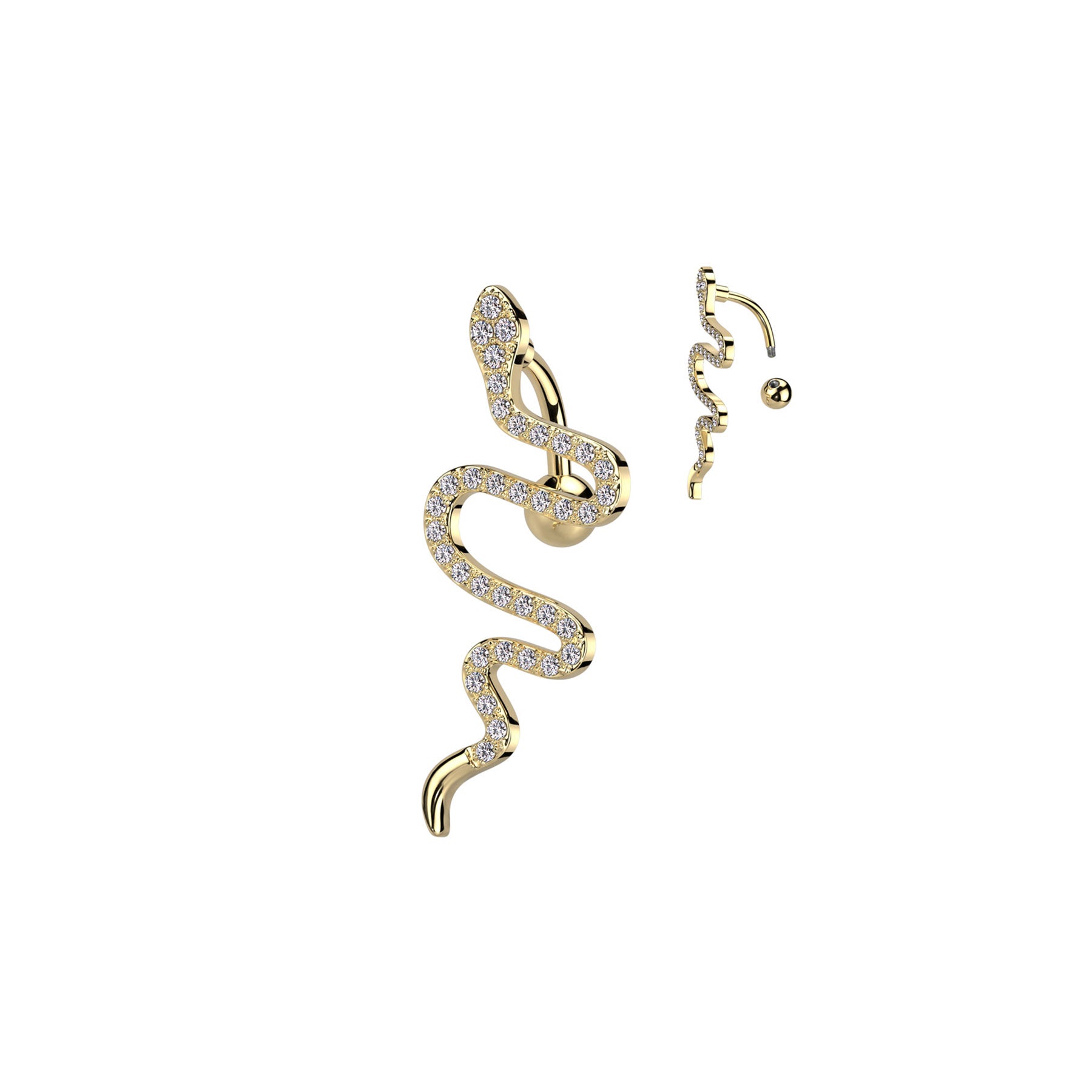 Piercing Nombril Inversé HYDIA avec Serpent Pavé de Zircons