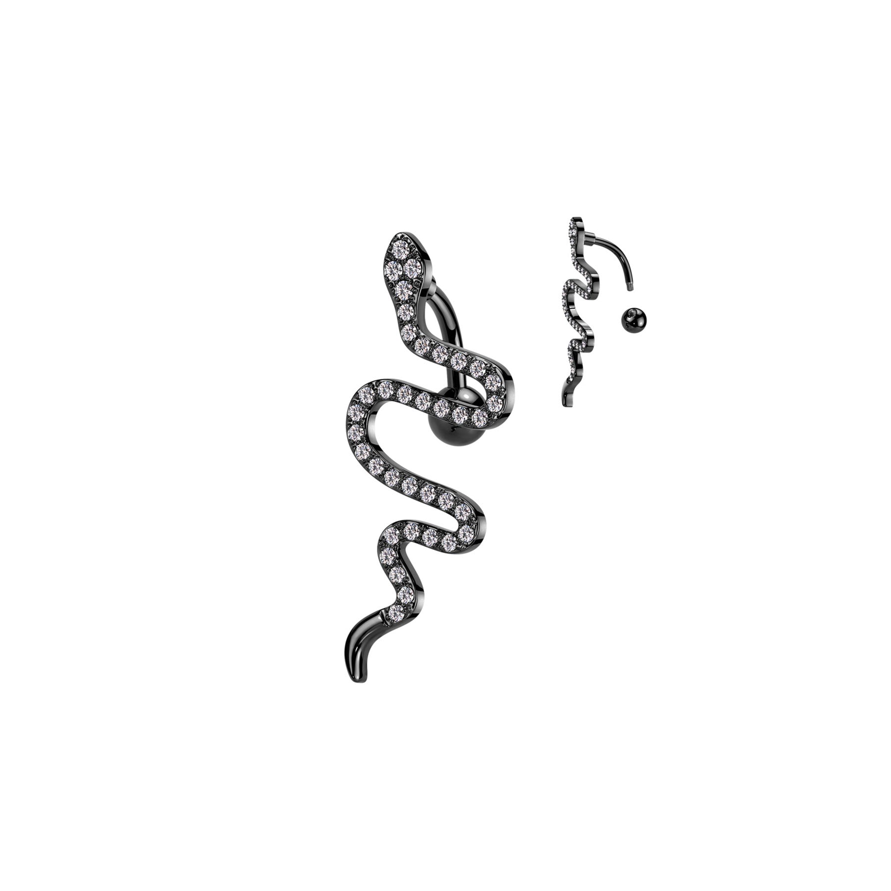 Piercing Nombril Inversé HYDIA avec Serpent Pavé de Zircons