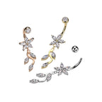 Piercing Nombril ISCIA avec Fleur Pendentif Feuilles