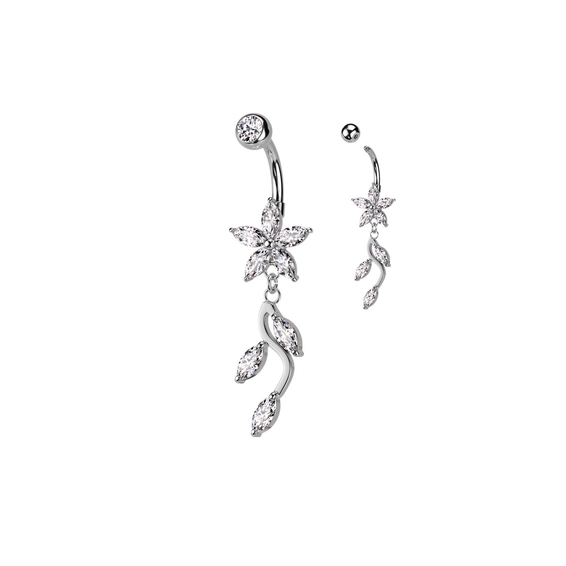 Piercing Nombril ISCIA avec Fleur Pendentif Feuilles