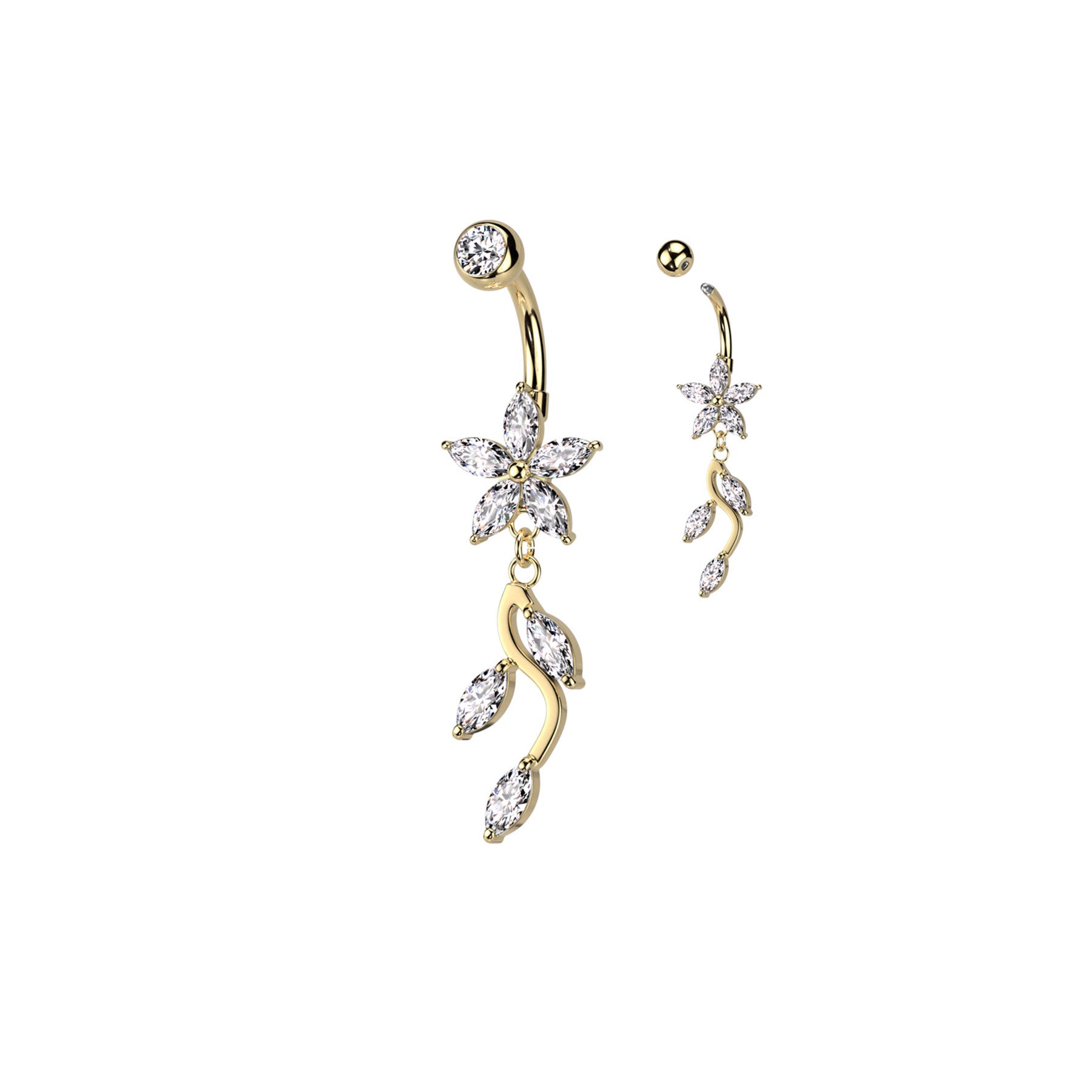 Piercing Nombril ISCIA avec Fleur Pendentif Feuilles