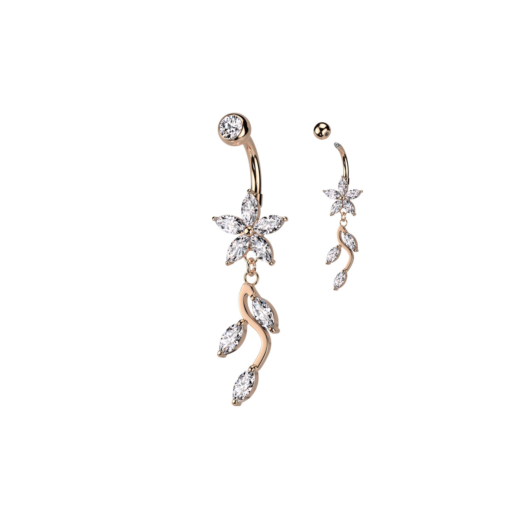 Piercing Nombril ISCIA avec Fleur Pendentif Feuilles