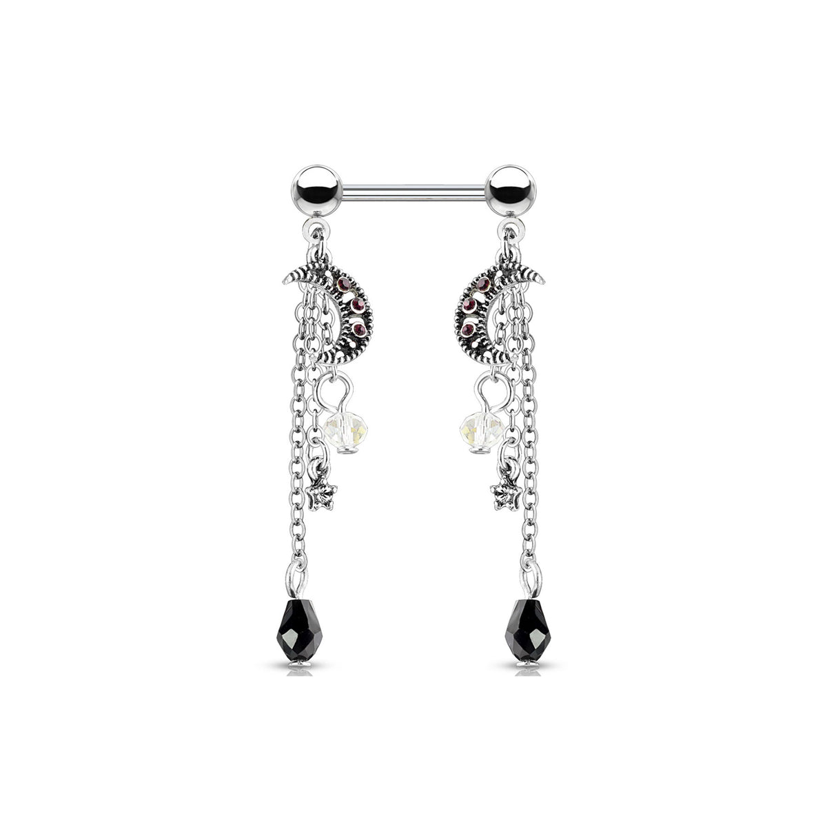 Piercing Téton JAMIRA en Acier, Cristal et Zirconium