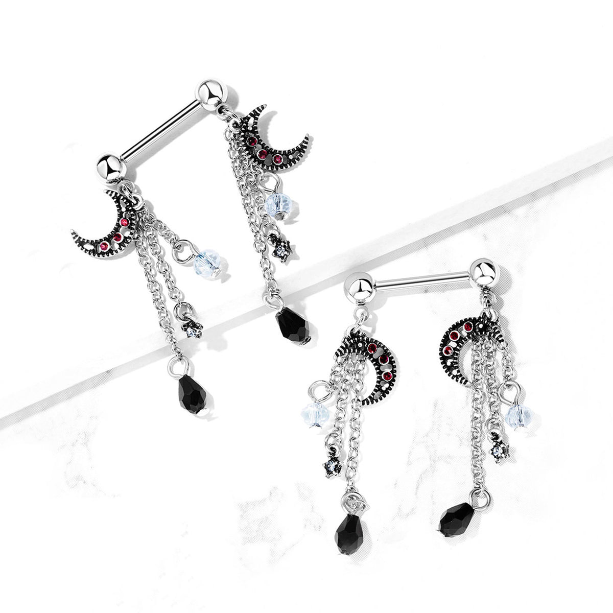 Piercing Téton JAMIRA en Acier, Cristal et Zirconium