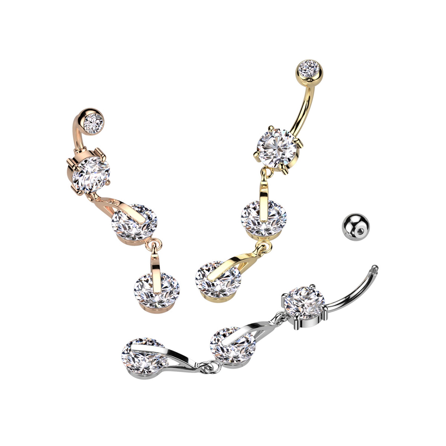 Piercing nombril KANEA avec Pendentif et Zircons