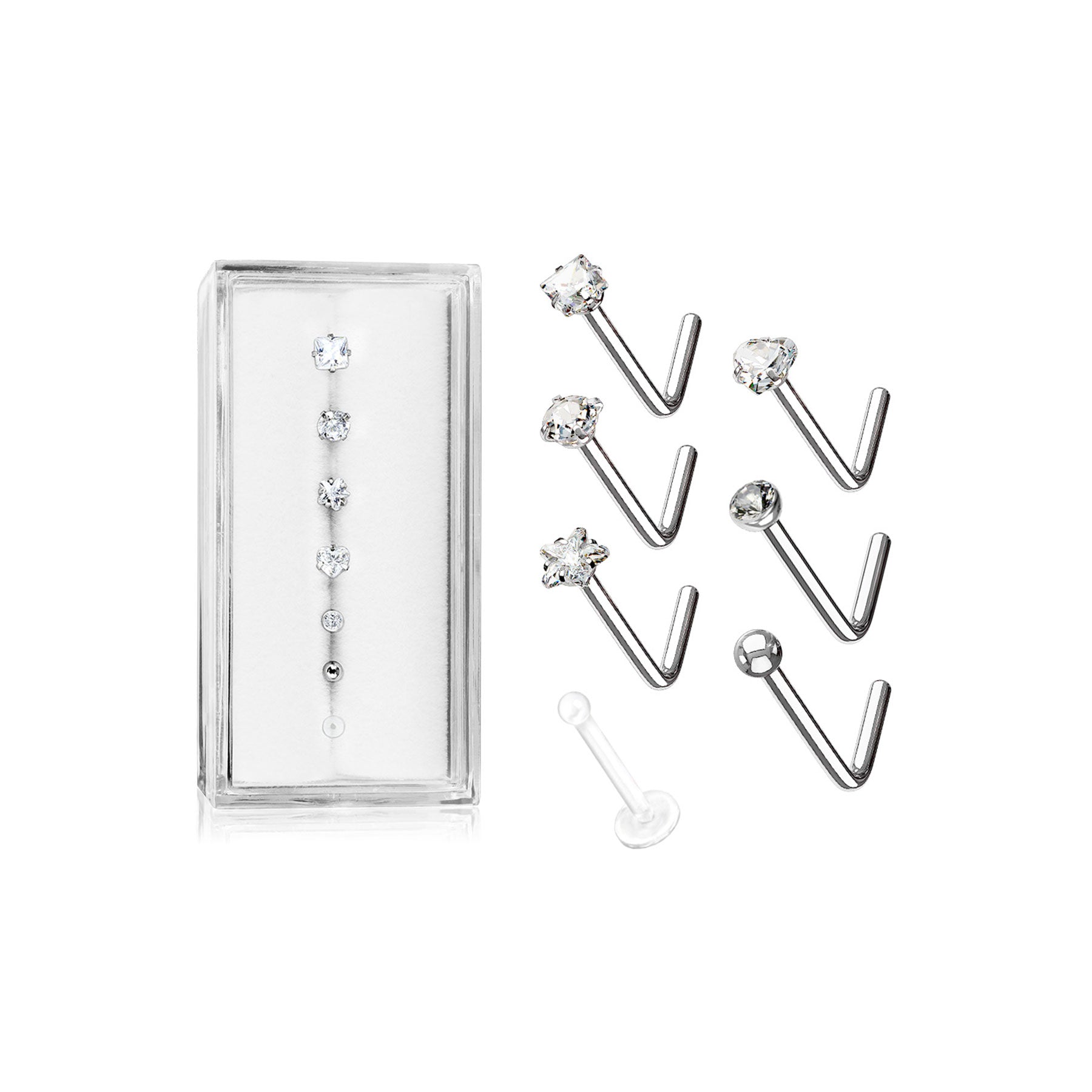 Set de 7 Piercings Nez KORA en Acier et Zirconium