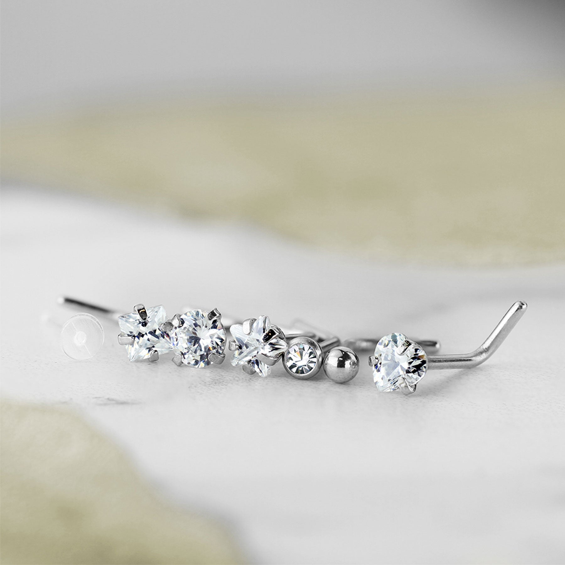 Set de 7 Piercings Nez KORA en Acier et Zirconium