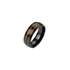 Bague LEANDRE en Acier Noir et Bois