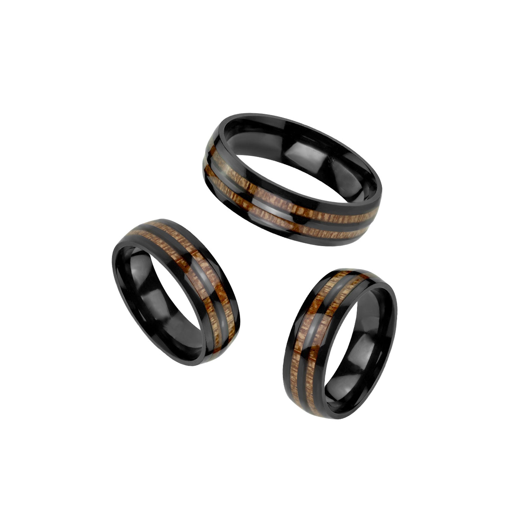 Bague LEANDRE en Acier Noir et Bois