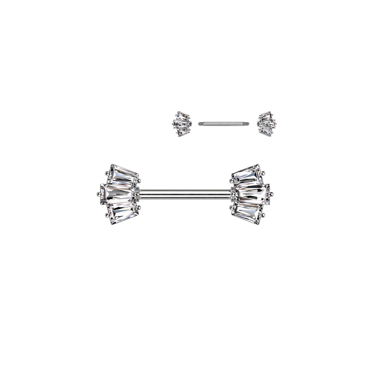 Piercing Téton LIOUBA en Acier Chirurgical et Zircons
