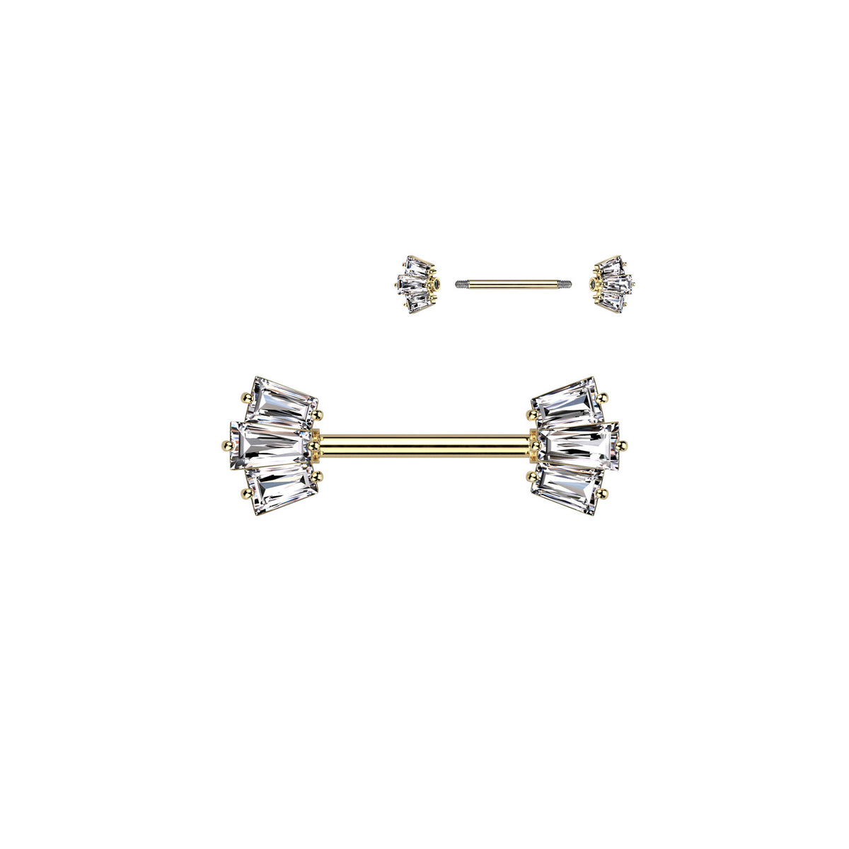 Piercing Téton LIOUBA en Acier Chirurgical et Zircons