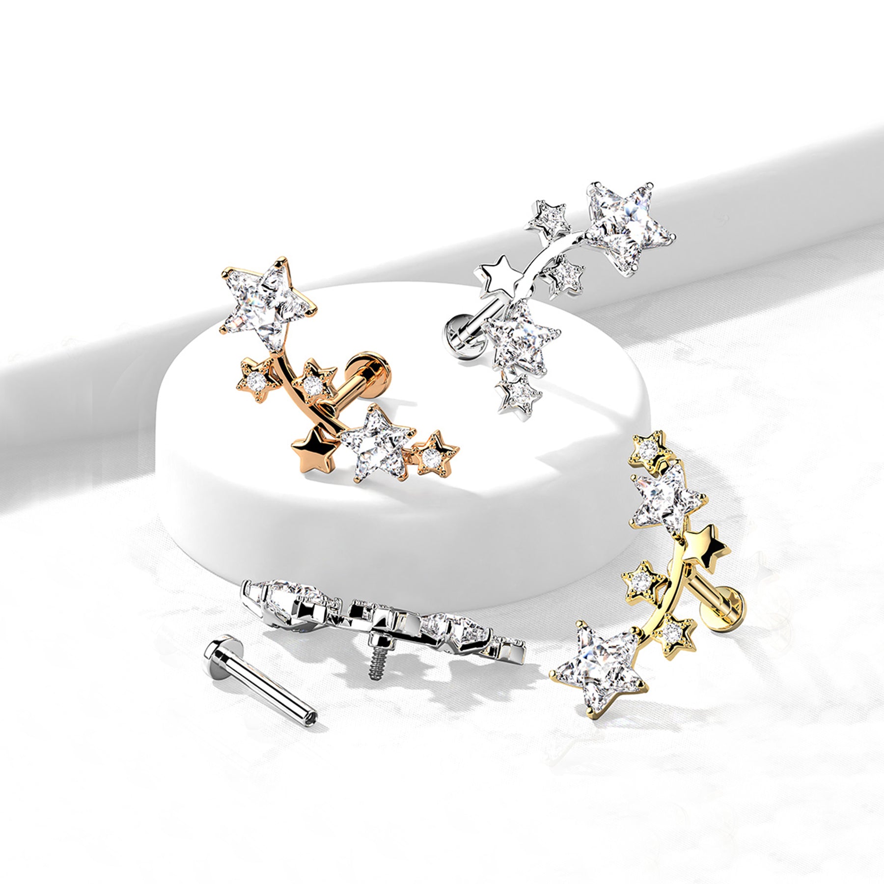Piercing Labret MAIRA en Acier et Zircons