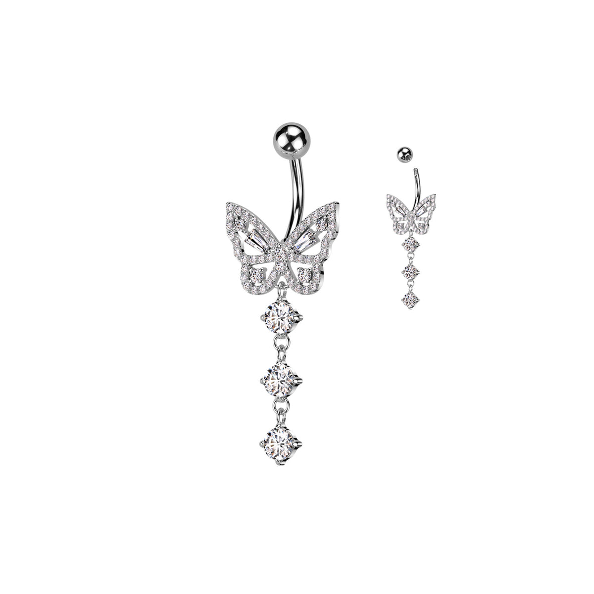 Piercing Nombril MELETA en Acier Chirurgical et Zircons