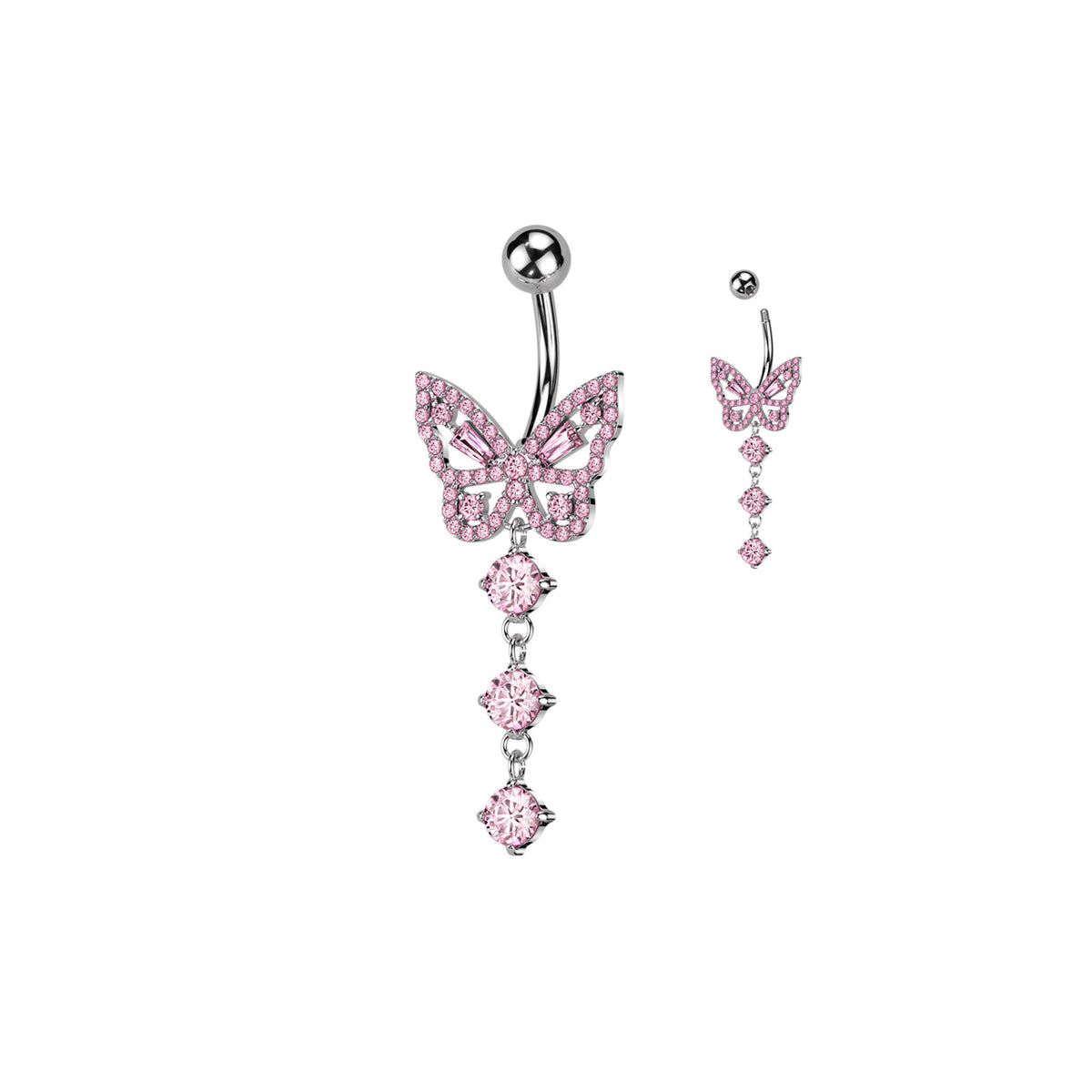 Piercing Nombril MELETA en Acier Chirurgical et Zircons