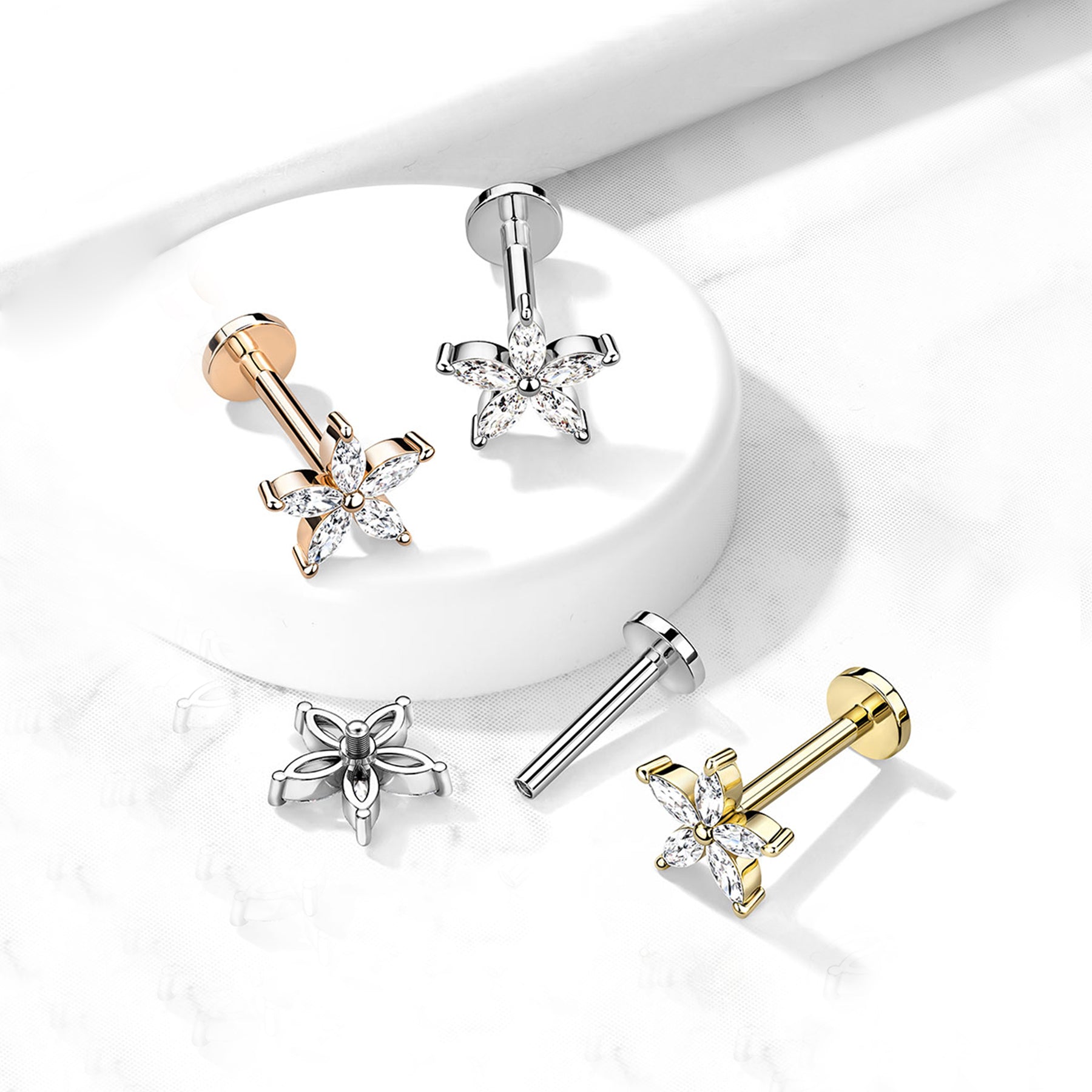 Piercing Labret MYKIA en Acier et Zirconium