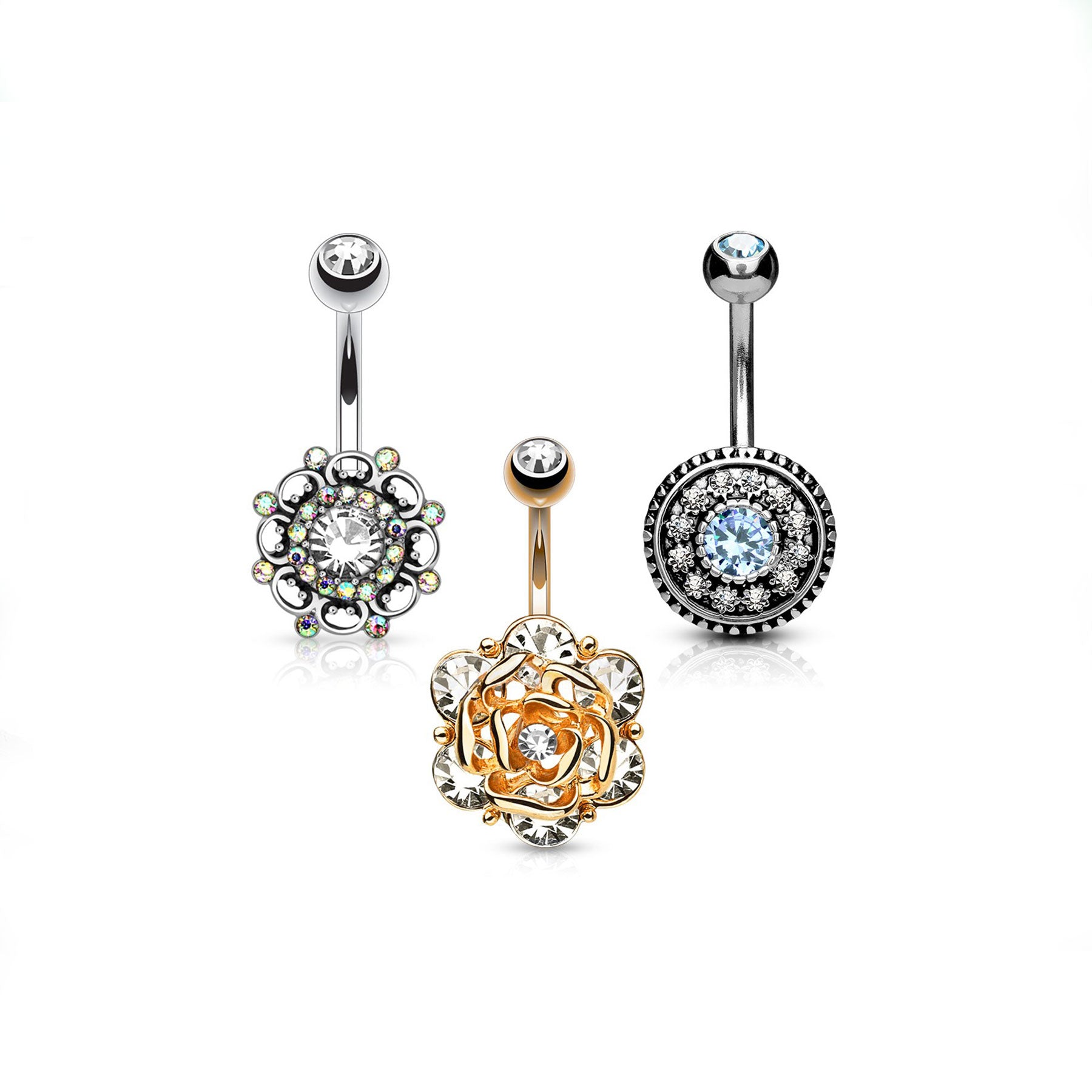 Lot de 3 Piercings MILENA en Acier et Zirconium