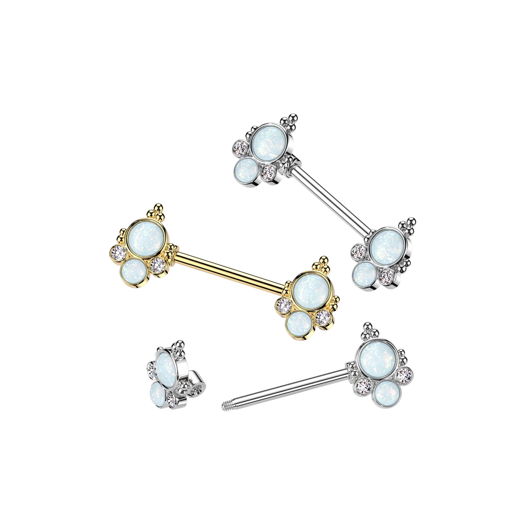 Piercing Téton NEBIA en Acier, Opale et Zirconium