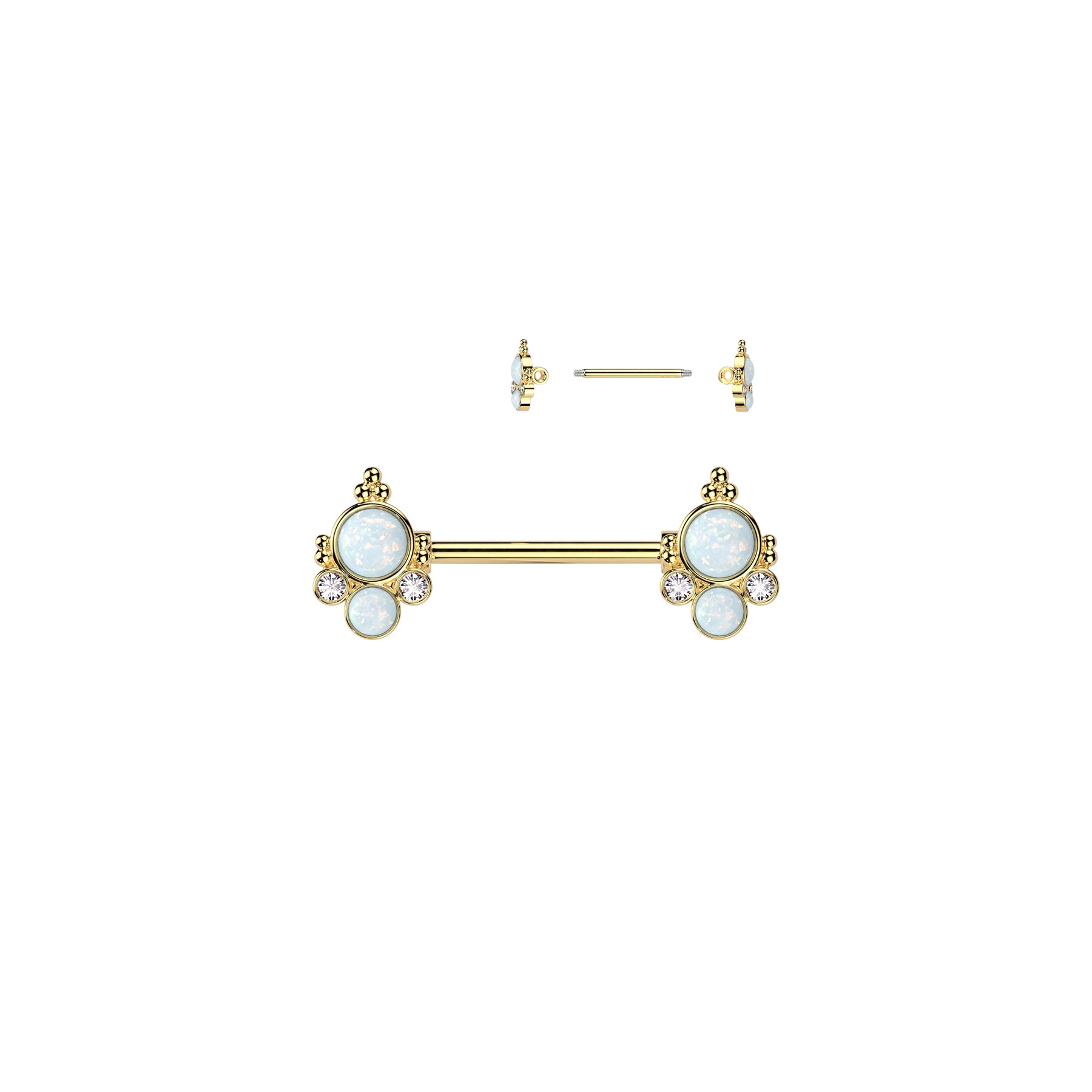 Piercing Téton NEBIA en Acier, Opale et Zirconium